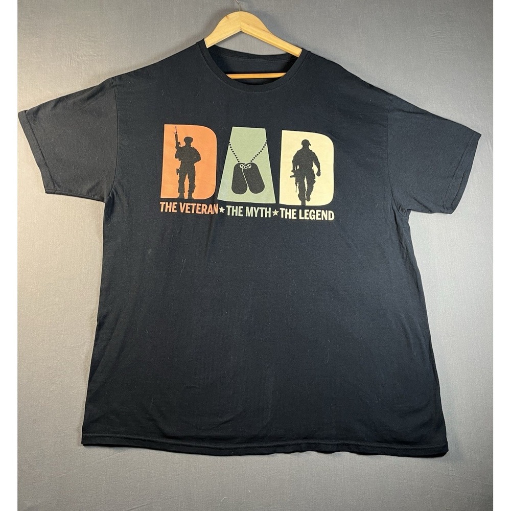 Fruit of the Loom Graphic T-Shirt Mens XL Black Dad Veteran Myth Legend Military